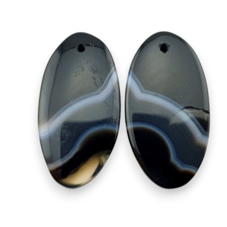 Banded agate pair of cabochons with hole 23x12 mm no R300