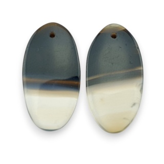 Banded agate pair of cabochons with hole 23x12 mm no R301