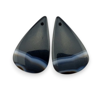 Banded agate pair of cabochons with hole 23x14 mm no R291