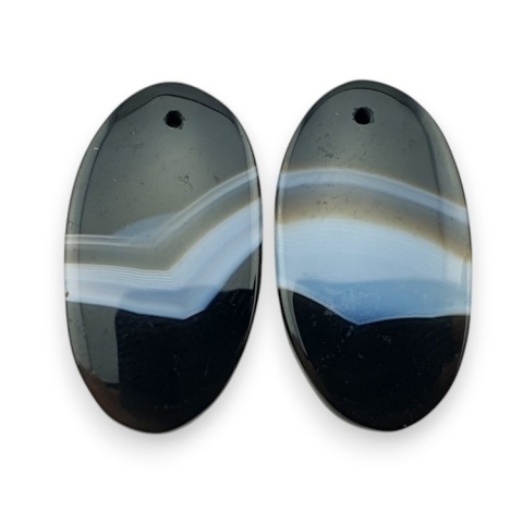 Agat paski para kaboszonów z dziurką 24x13 mm nr R296