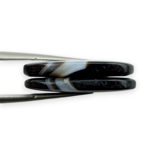 Agat paski para kaboszonów z dziurką 24x13 mm nr R296