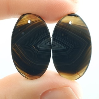 Agat paski para kaboszonów z dziurką 24x14 mm nr R303