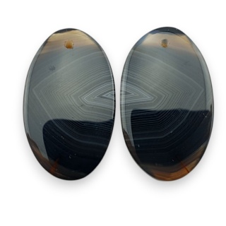 Banded agate pair of cabochons with hole 24x14 mm no R303