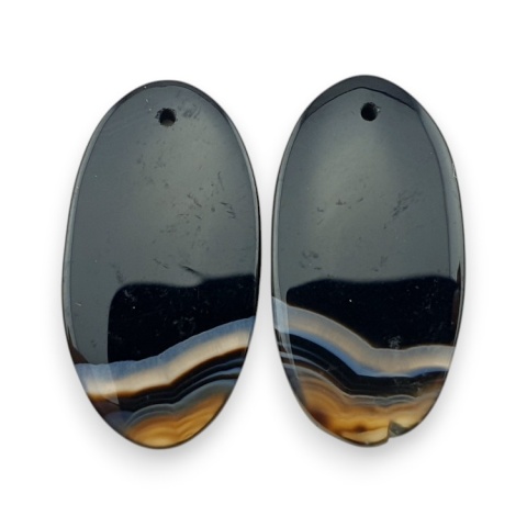 Agat paski para kaboszonów z dziurką 25x13 mm nr R305