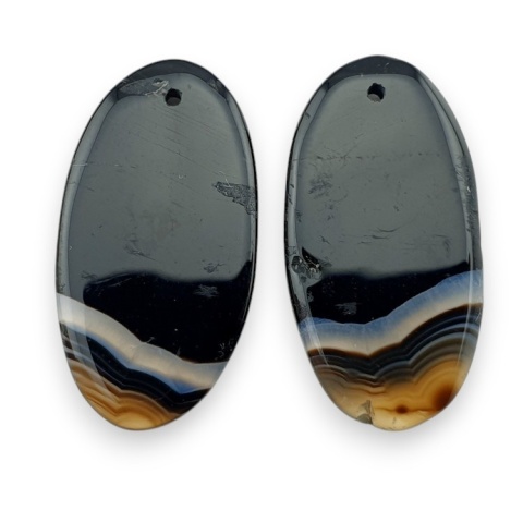 Agat paski para kaboszonów z dziurką 25x13 mm nr R305