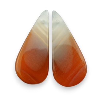 Banded agate pair of cabochons with hole 26x11 mm no R290