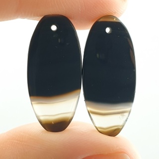 Agat paski para kaboszonów z dziurką 26x12 mm nr R292