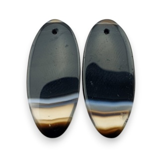 Banded agate pair of cabochons with hole 26x12 mm no R292