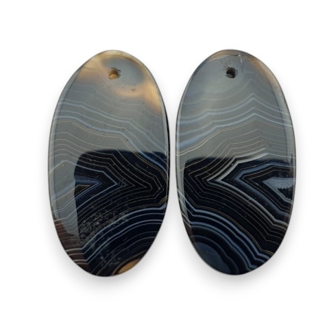 Agat paski para kaboszonów z dziurką 26x14 mm nr R294