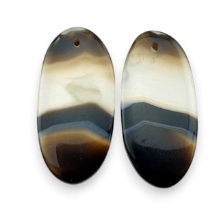Agat paski para kaboszonów z dziurką 28x13 mm nr R297