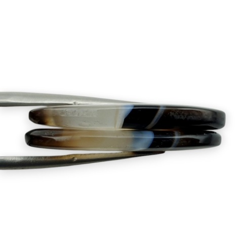 Banded agate pair of cabochons with hole 28x13 mm no R297