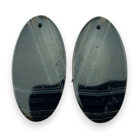 Banded agate pair of cabochons with hole 28x14 mm no R306