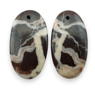 Coffee bean jasper pair of cabochons with hole 24x13 mm no R228