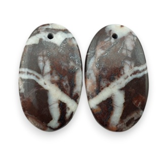 Coffee bean jasper pair of cabochons with hole 24x14 mm no R229