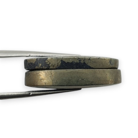 Pyrite pair of cabochons with hole 25x15 mm no R226