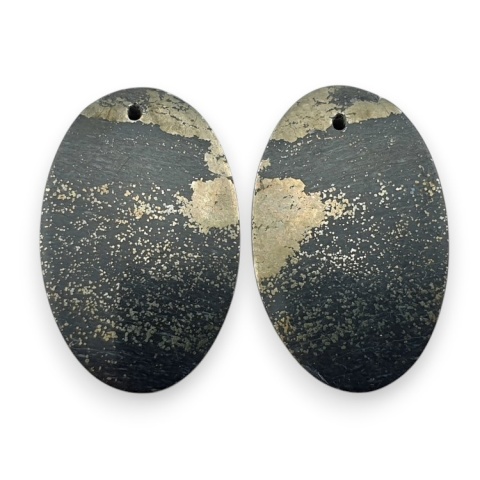 Pyrite pair of cabochons with hole 27x17 mm no R224
