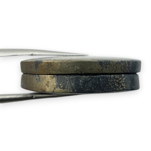 Pyrite pair of cabochons with hole 27x17 mm no R224