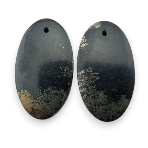 Pyrite pair of cabochons with hole 30x14 mm no R227