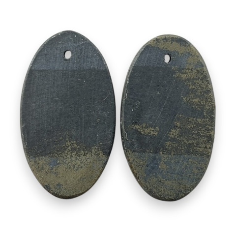 Pyrite pair of cabochons with hole 30x14 mm no R227