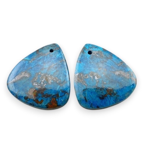 Shattuckite pair of cabochons with hole 20x18 mm no R131