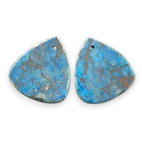 Shattuckite pair of cabochons with hole 20x18 mm no R131