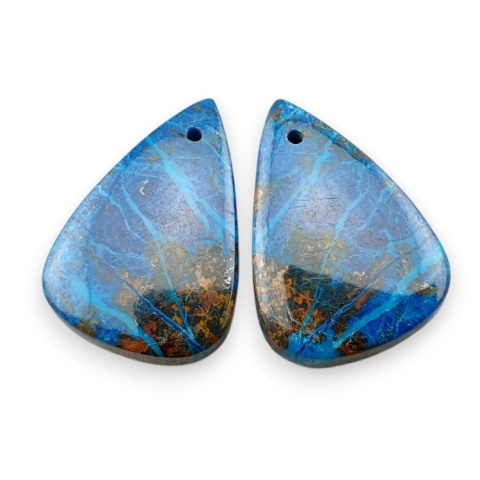 Shattuckite pair of cabochons with hole 21x16 mm no R119