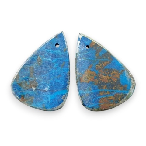 Shattuckite pair of cabochons with hole 21x16 mm no R119