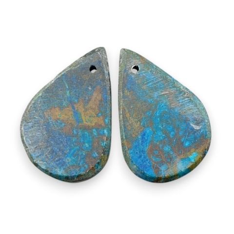 Shattuckite pair of cabochons with hole 22x14 mm no R136