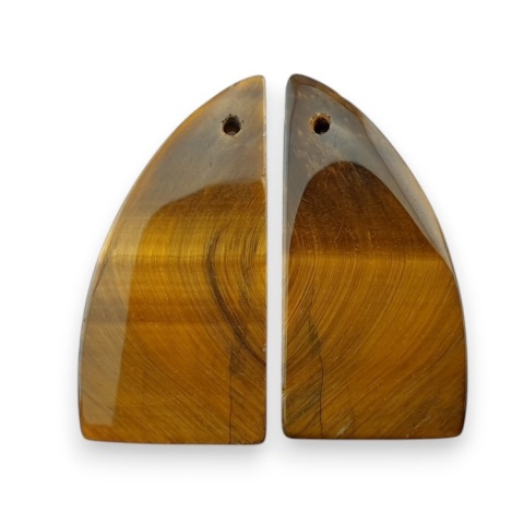 Tiger's eye pair of cabochons with hole 26x13 mm no R215