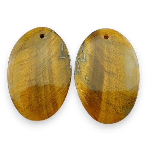 Tiger's eye pair of cabochons with hole 26x17 mm no R214