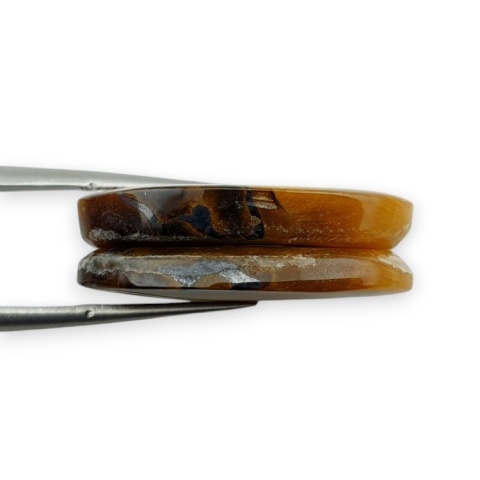 Tiger's eye pair of cabochons with hole 26x17 mm no R214