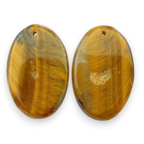 Tiger's eye pair of cabochons with hole 26x17 mm no R214