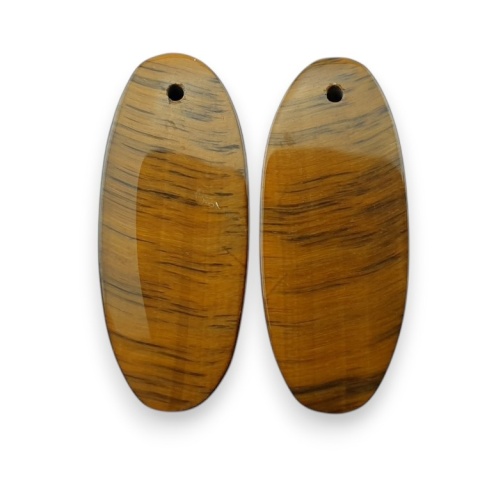 Tiger's eye pair of cabochons with hole 27x11 mm no R222