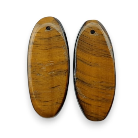 Tiger's eye pair of cabochons with hole 27x11 mm no R222