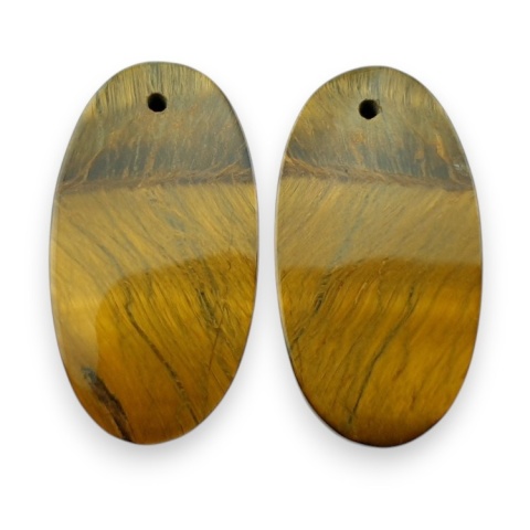 Tiger's eye pair of cabochons with hole 27x14 mm no R164
