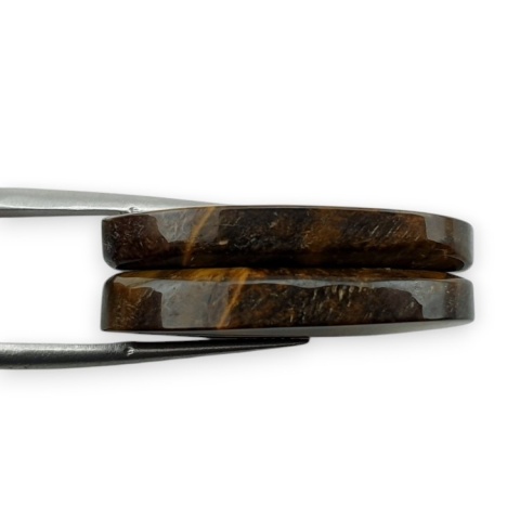 Tiger's eye pair of cabochons with hole 27x14 mm no R164