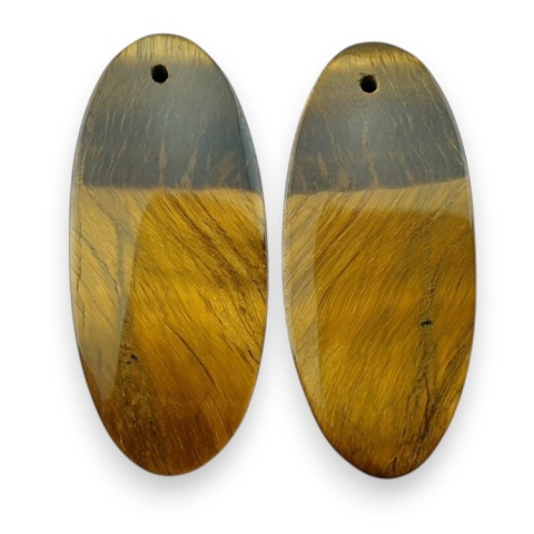Tiger's eye pair of cabochons with hole 30x14 mm no R210