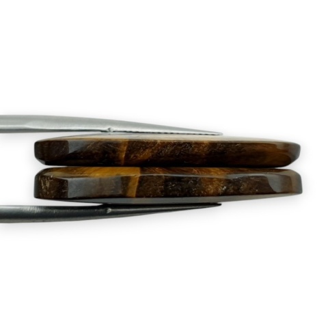 Tiger's eye pair of cabochons with hole 30x14 mm no R210