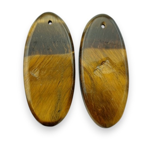 Tiger's eye pair of cabochons with hole 30x14 mm no R210