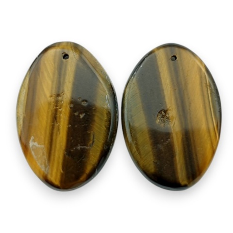 Tiger's eye pair of cabochons with hole 30x19 mm no R207