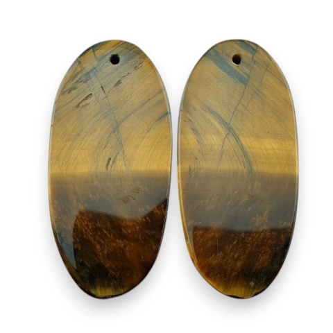 Tiger's eye pair of cabochons with hole 33x15 mm no R174