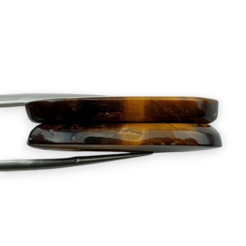 Tiger's eye pair of cabochons with hole 33x15 mm no R174
