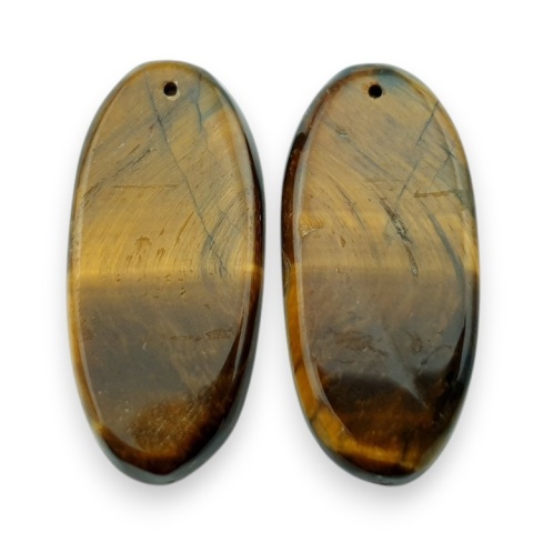 Tiger's eye pair of cabochons with hole 33x15 mm no R174
