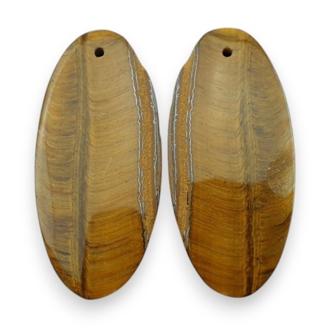 Tiger's eye pair of cabochons with hole 34x16 mm no R216