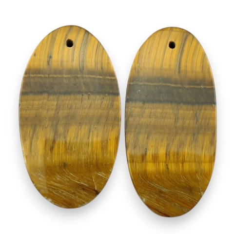 Tiger's eye pair of cabochons with hole 34x18 mm no R200