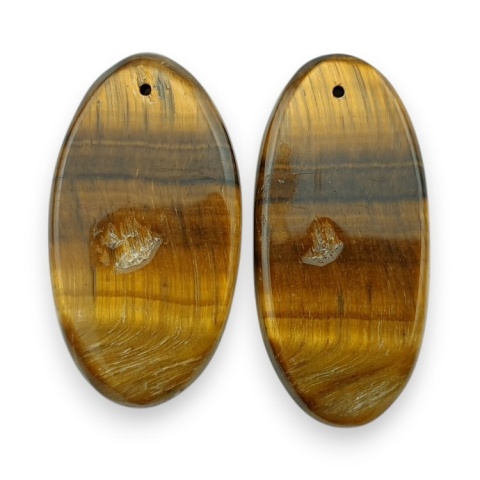 Tiger's eye pair of cabochons with hole 34x18 mm no R200