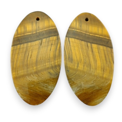 Tiger's eye pair of cabochons with hole 35x18 mm no R187