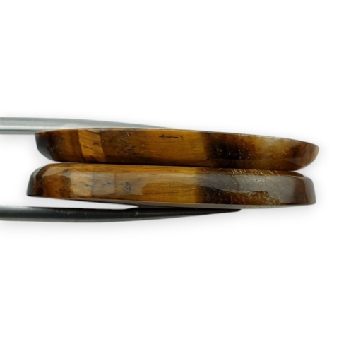 Tiger's eye pair of cabochons with hole 35x18 mm no R187