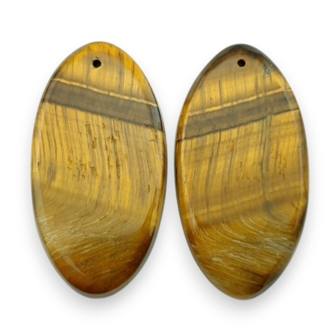 Tiger's eye pair of cabochons with hole 35x18 mm no R187