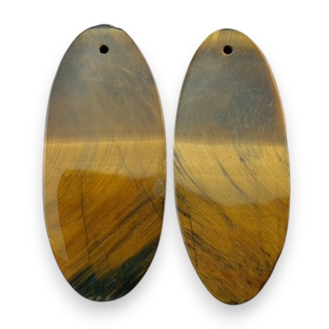 Tiger's eye pair of cabochons with hole 37x16 mm no R203
